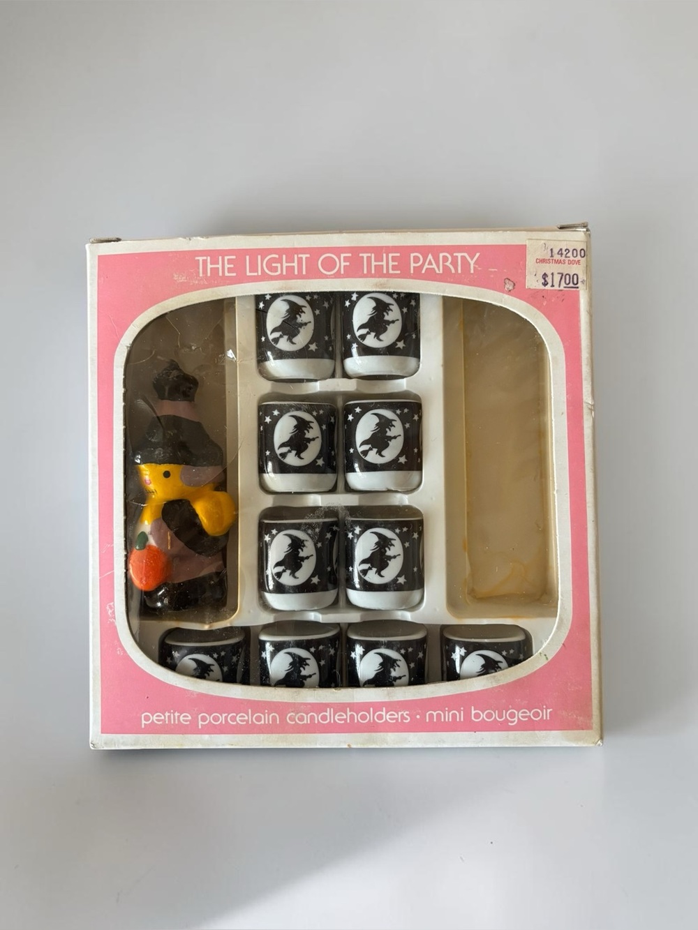Vintage Halloween Witch Porcelain Candle Holders Set of 10 West Germany Boxed